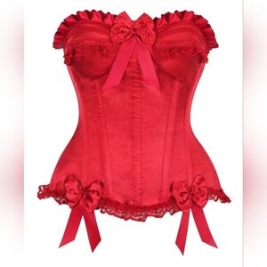 NWT Top Drawer by Daisy Corsets Red adjustable tie up back w/side zipper corset